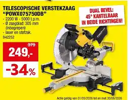 Hubo TELESCOPISCHE VERSTEKZAAG “POWX075750DB” aanbieding