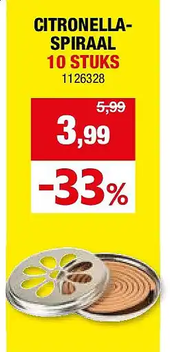 Hubo CITRONELLASPIRAAL 10 STUKS aanbieding
