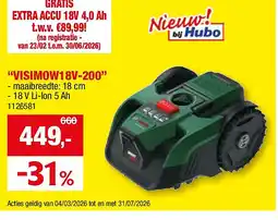 Hubo ROBOTMAAIER “VISIMOW18V-200” aanbieding