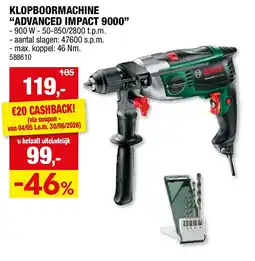 Hubo KLOPBOORMACHINE “ADVANCED IMPACT 9000” aanbieding