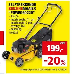 Hubo ZELFTREKKENDE BENZINEMAAIER “POWEG60220” aanbieding