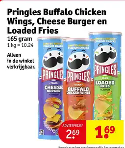 Kruidvat Pringles Buffalo Chicken Wings, Cheese Burger en Loaded Fries aanbieding