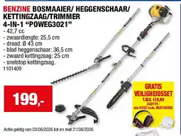 Hubo BENZINE BOSMAAIER/ HEGGENSCHAAR/ KETTINGZAAG/TRIMMER 4-IN-1 “POWEG3021” aanbieding