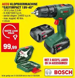 Hubo ACCU KLOPBOORMACHINE “EASYIMPACT 18V-40” aanbieding