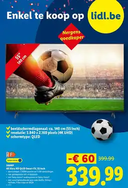 Lidl SHARP 4K Ultra HD QLED Smart-TV, 55 inch aanbieding
