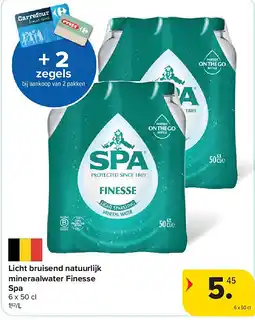 Carrefour Licht bruisend natuurlijk mineraalwater Finesse Spa aanbieding