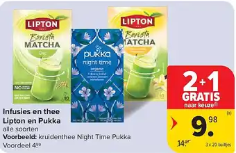 Carrefour Infusies en thee Lipton en Pukka aanbieding