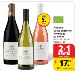 Carrefour Frankrijk Côtes du Rhône Hommage du Rhône aanbieding