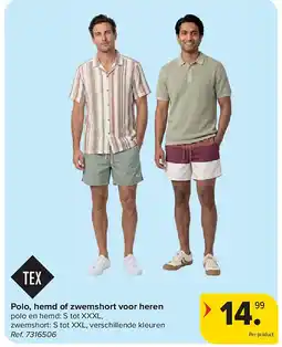 Carrefour Polo, hemd of zwemshort voor heren aanbieding