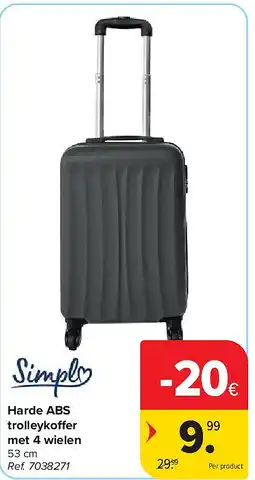 Carrefour Harde ABS trolleykoffer met 4 wielen aanbieding