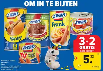 Worsten en bereide gerechten Zwan