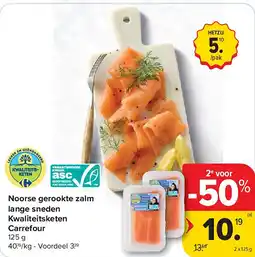 Carrefour Noorse gerookte zalm lange sneden Kwaliteitsketen Carrefour aanbieding