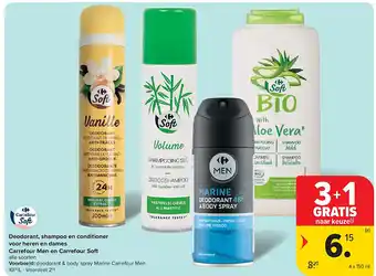 Deodorant, shampoo en conditioner voor heren en dames Carrefour Men en Carrefour Soft
