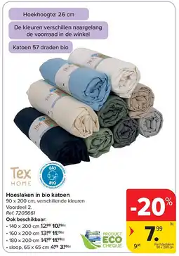 Carrefour Hoeslaken in bio katoen aanbieding