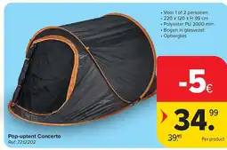 Carrefour Pop-uptent Concerto aanbieding