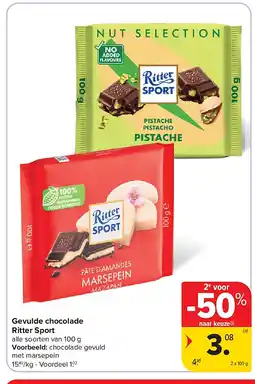Carrefour Gevulde chocolade Ritter Sport aanbieding