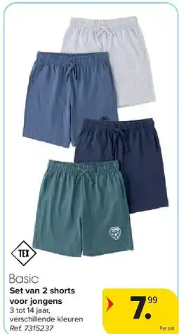 Carrefour Set van 2 shorts voor jongens aanbieding