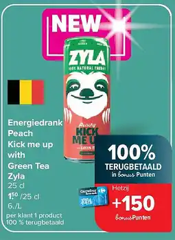 Carrefour Energiedrank Peach Kick me up with Green Tea Zyla aanbieding