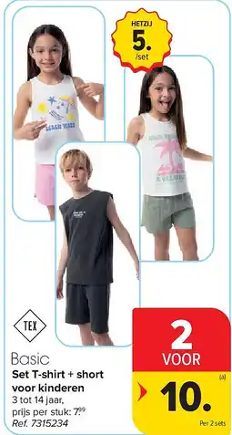Carrefour Set T-shirt + short voor kinderen aanbieding
