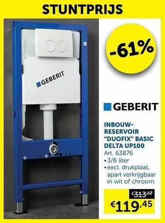 Zelfbouwmarkt Inbouwreservoir duofix basic delta up100 aanbieding