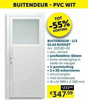 Zelfbouwmarkt Buitendeur - 1-3 glas budget aanbieding