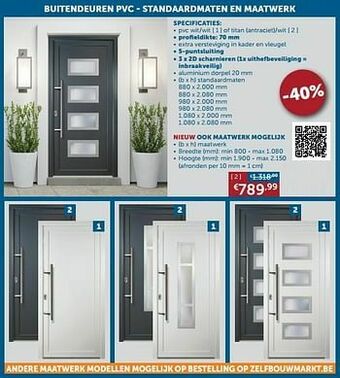 Zelfbouwmarkt Buitendeuren pvc - standaardmaten en maatwerk aanbieding