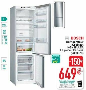 Cora Bosch réfrigérateur koelkast kgn39vlea aanbieding