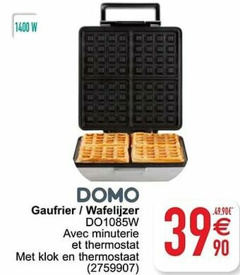 Cora Domo elektro gaufrier - wafelijzer do1085w aanbieding