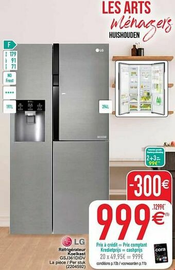 Cora Lg réfrigérateur koelkast gsj361didv aanbieding
