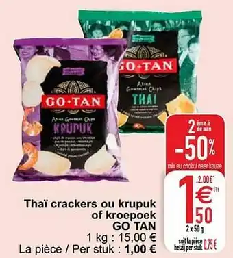 Thaï crackers ou krupuk of kroepoek go tan