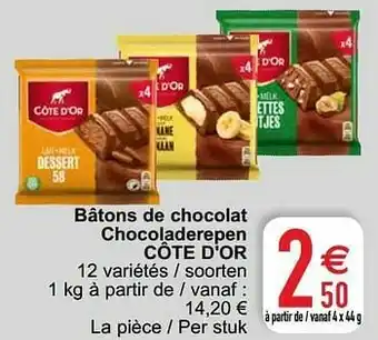 Cora Bâtons de chocolat chocoladerepen côte d`or aanbieding