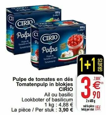 Cora Pulpe de tomates en dés tomatenpulp in blokjes cirio aanbieding