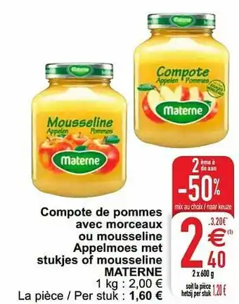 Cora Compote de pommes avec morceaux ou mousseline appelmoes met stukjes of mousseline materne aanbieding