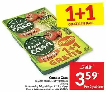 Intermarché Come a casa lasagne bolognese of vegetarisch aanbieding