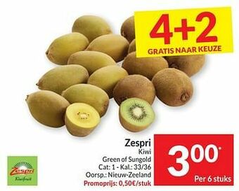Intermarché Zespri kiwi green of sungold aanbieding