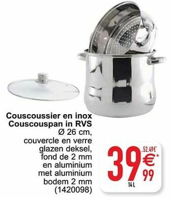 Cora Couscoussier en inox couscouspan in rvs aanbieding