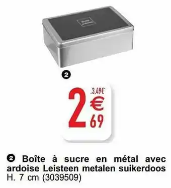 Cora Boîte à sucre en métal avec ardoise leisteen metalen suikerdoos aanbieding