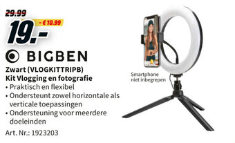 MediaMarkt Bigben Zwart (VLOGKITTRIPB) Kit Vlogging en fotografie aanbieding