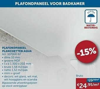 Zelfbouwmarkt Plafondpaneel planchetten aqua aanbieding