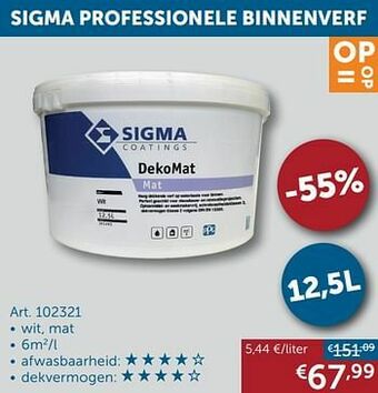 Zelfbouwmarkt Sigma professionele binnenverf aanbieding