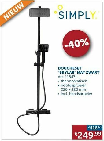 Zelfbouwmarkt Doucheset skylar mat zwart aanbieding