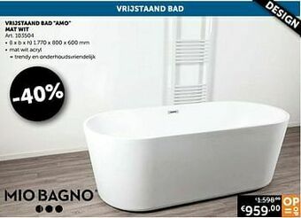 Zelfbouwmarkt Vrijstaand bad amo mat wit aanbieding