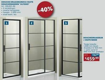 Zelfbouwmarkt Douchedraaideur + vaste wand aanbieding