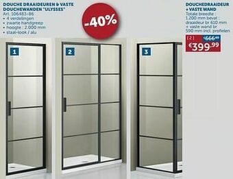 Zelfbouwmarkt Douchedraaideur + vaste wand aanbieding