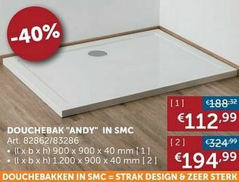 Zelfbouwmarkt Douchebak andy in smc aanbieding