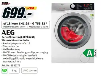 MediaMarkt AEG Serie Okomix A (L8FEE84SB) Wasmachine voorlader aanbieding