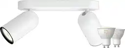 Coolblue Philips Pongee opbouwspot - 2 spots - wit + Philips Hue White Ambiance GU10 (2x) aanbieding
