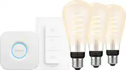 Coolblue Philips Hue Filament White Ambiance Edison XL Lot de 3 Kit de Démarrage aanbieding