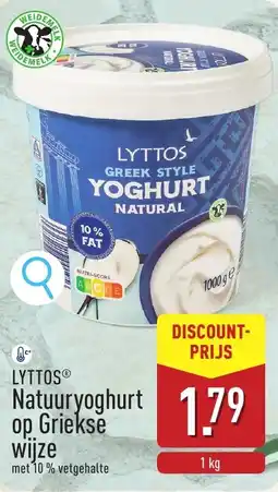 ALDI Lyttos natuur yoghurt op griekse wijze aanbieding