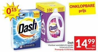 Intermarché Dash vloeibaar wasmiddel of in poeder universal of color aanbieding
